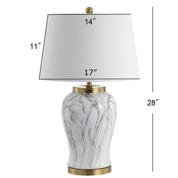 Prague 28" Ceramic Marble LED Table Lamp - JONATHAN Y